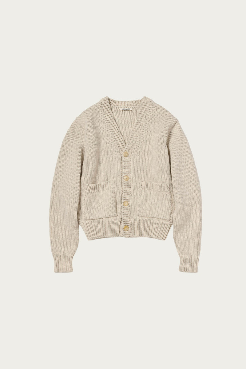 Wool Cashmere Felted Knit Cardigan - Ivory 1