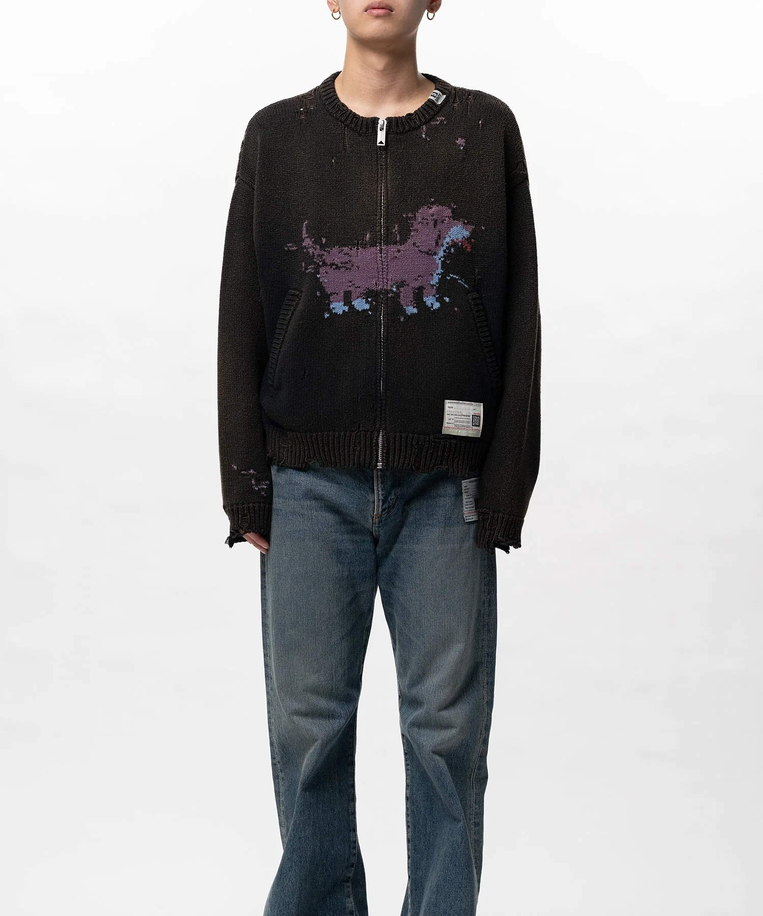 Maison MIHARAYASUHIRO Dog Jacquard Knit Cardigan - A16CD501#BLUE