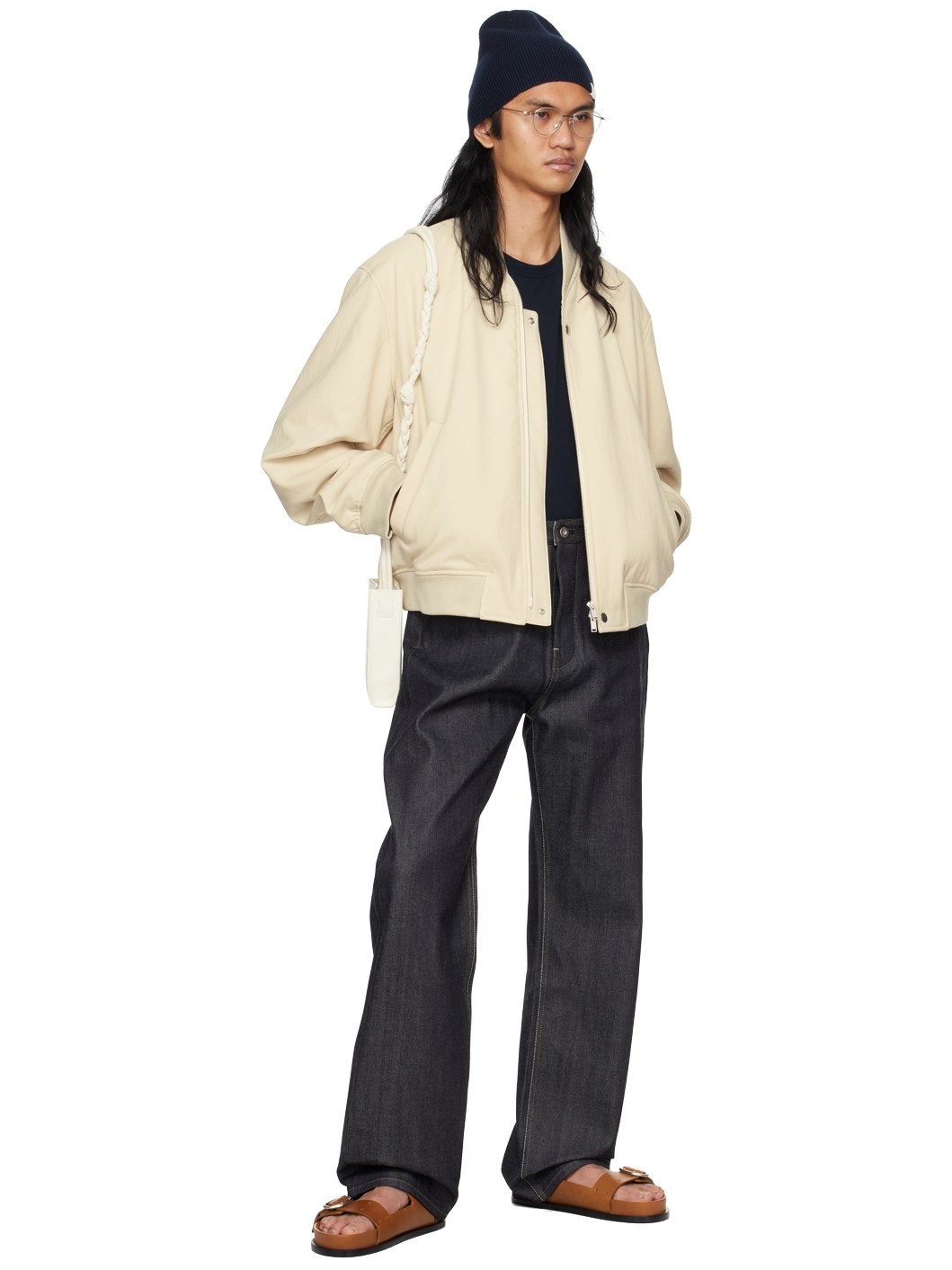 Beige Zip Bomber Jacket - 4