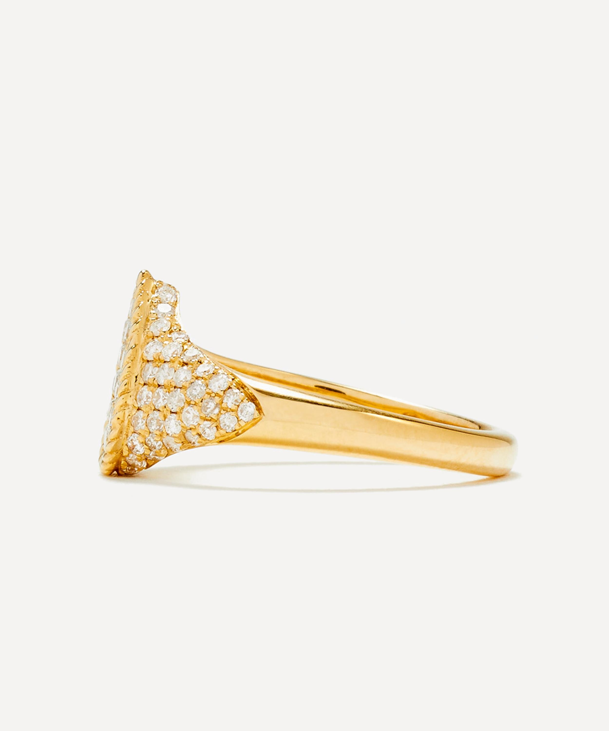 9ct Gold Berlingot Diamond Baby Pear Signet Ring - 2