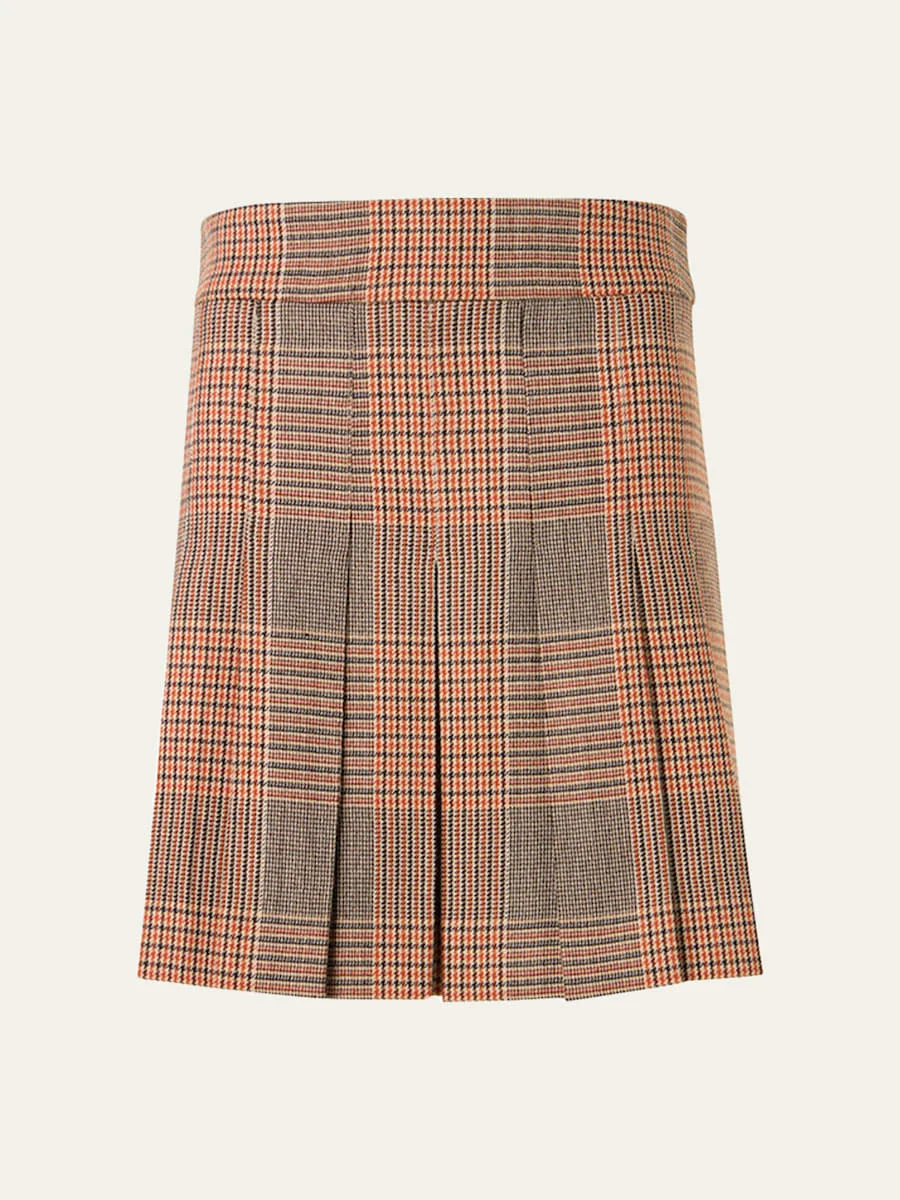 Glen Check Pleated Mini Skirt - 1