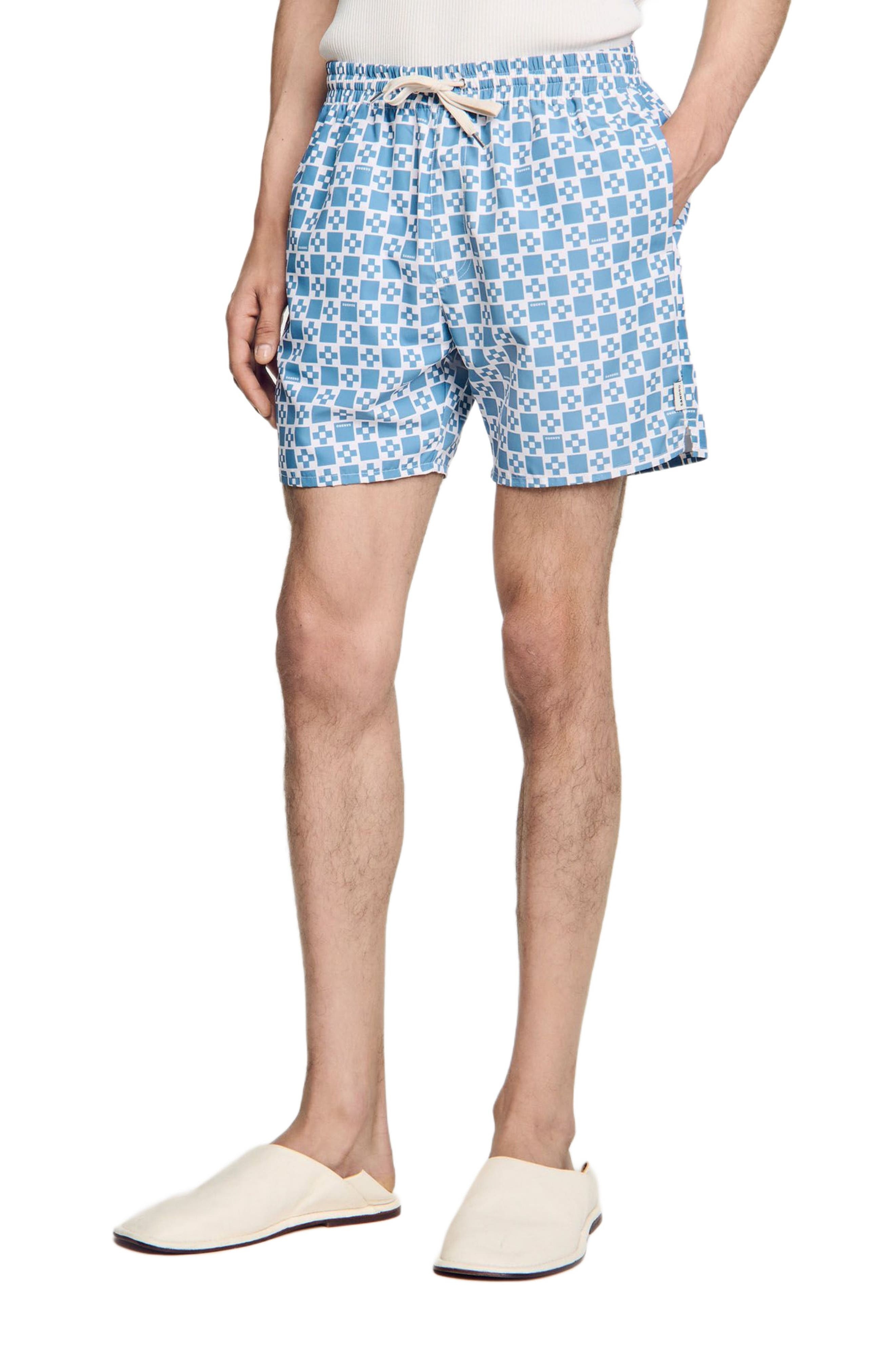 SANDRO Square Cross swim shorts in Blue Sky at Nordstrom - 1