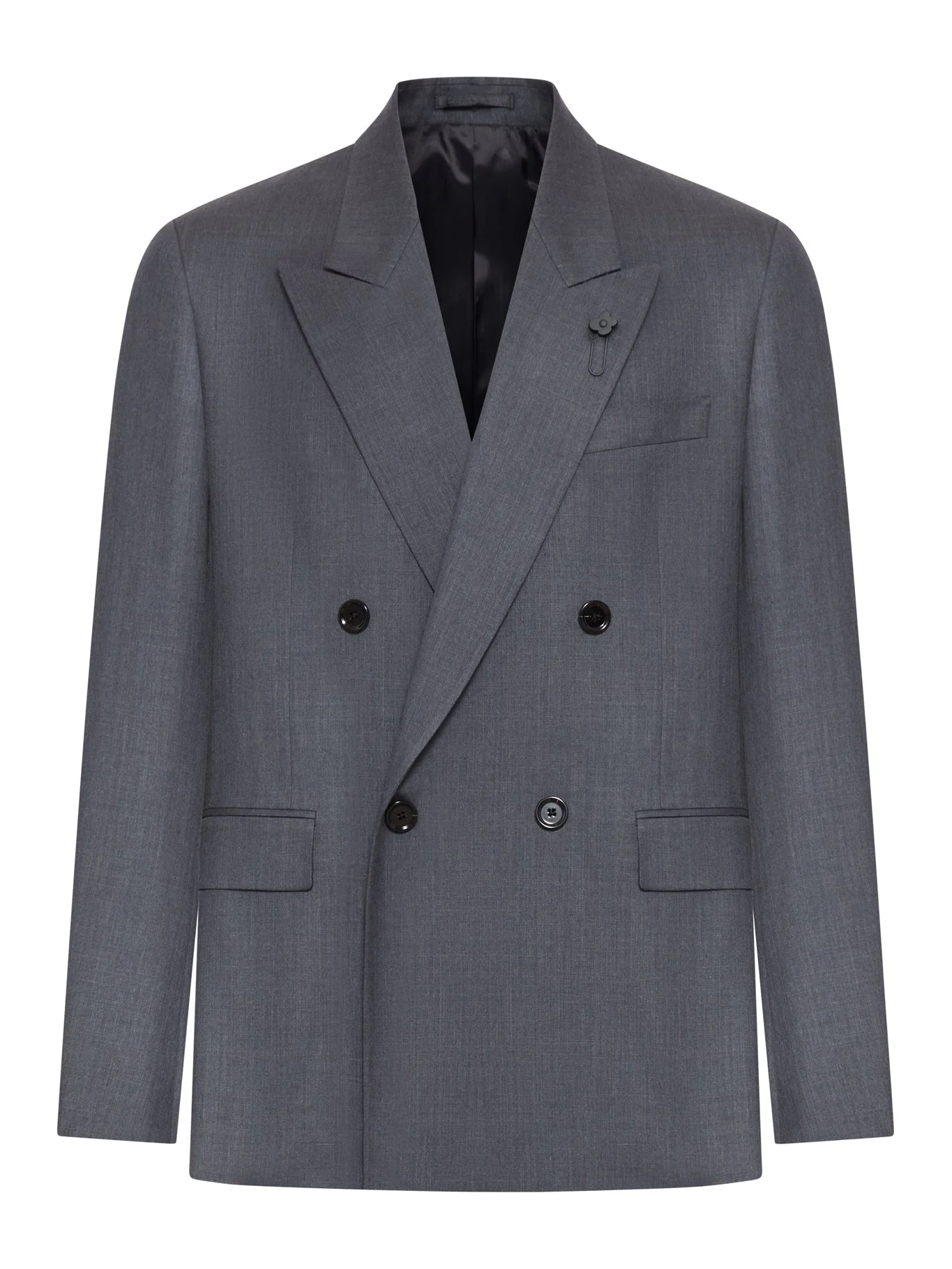 TAILORED DOUBLE-BREASTED BLAZER IN WOOL AND SILK BLEND - 1