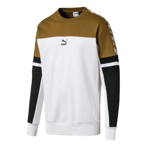 PUMA 로고 인쇄 Colorblock 둥근 목 백색 595872-02 - 1