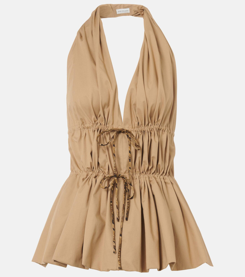 Gathered halterneck 면 poplin 정상 - 1