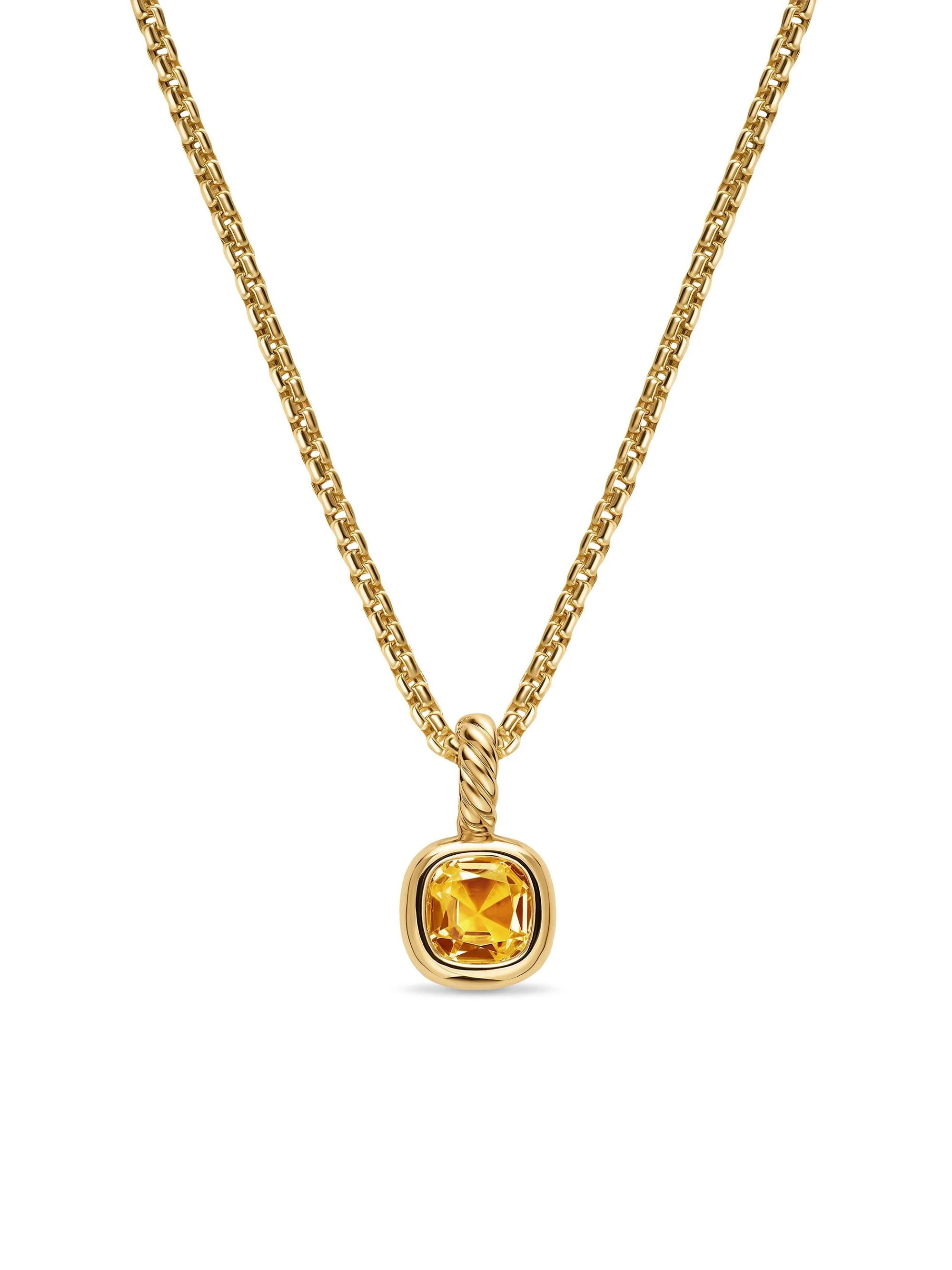 Women's Mini Cushion Cut Amulet in 18K Yellow Gold - Citrine - 1