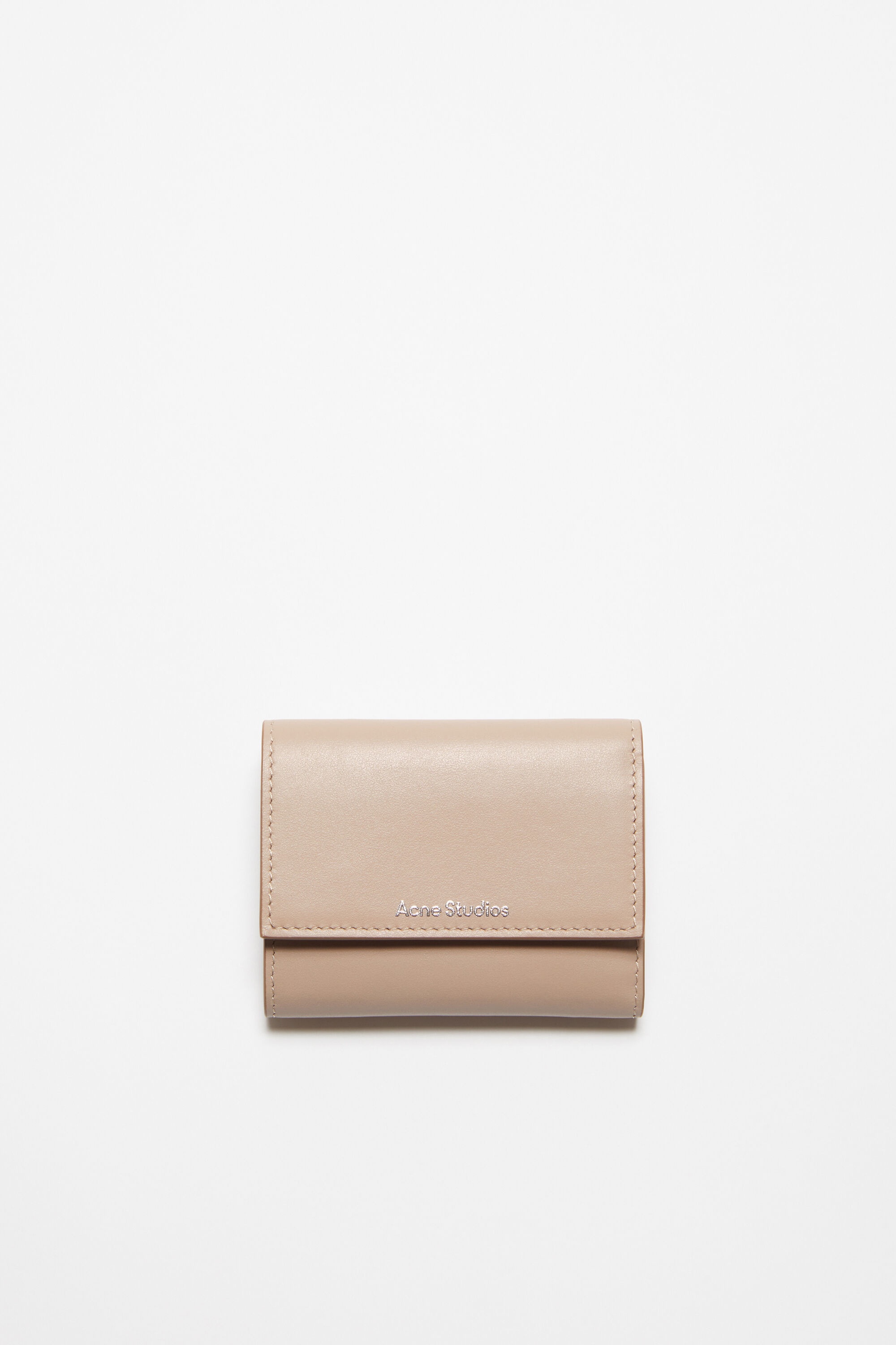 Trifold leather wallet - Taupe beige - 1