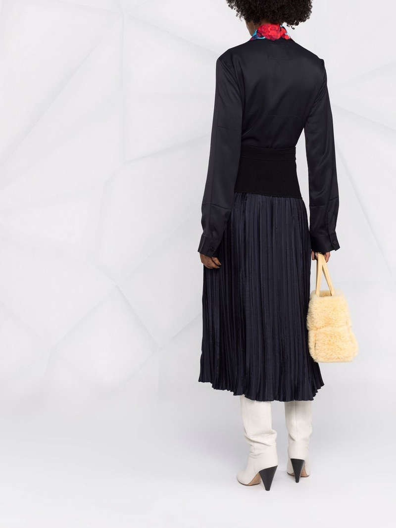 floral-embroidered collar satin shirt 6