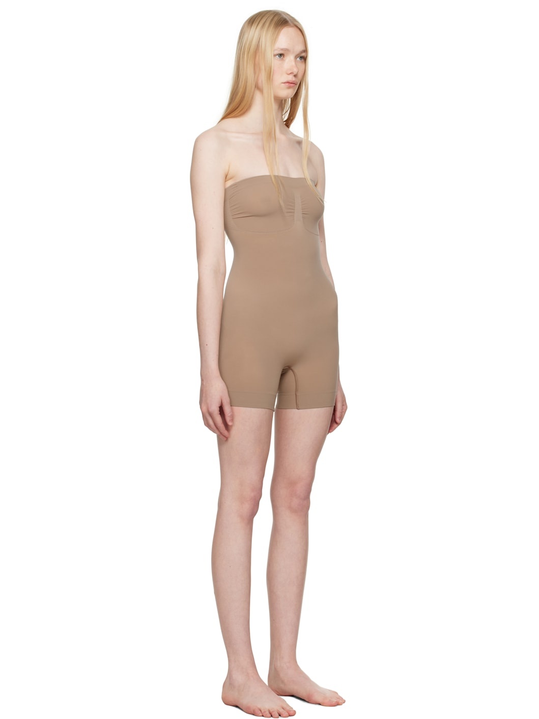 Taupe Seamless Sculpt Strapless Shortie Bodysuit - 2