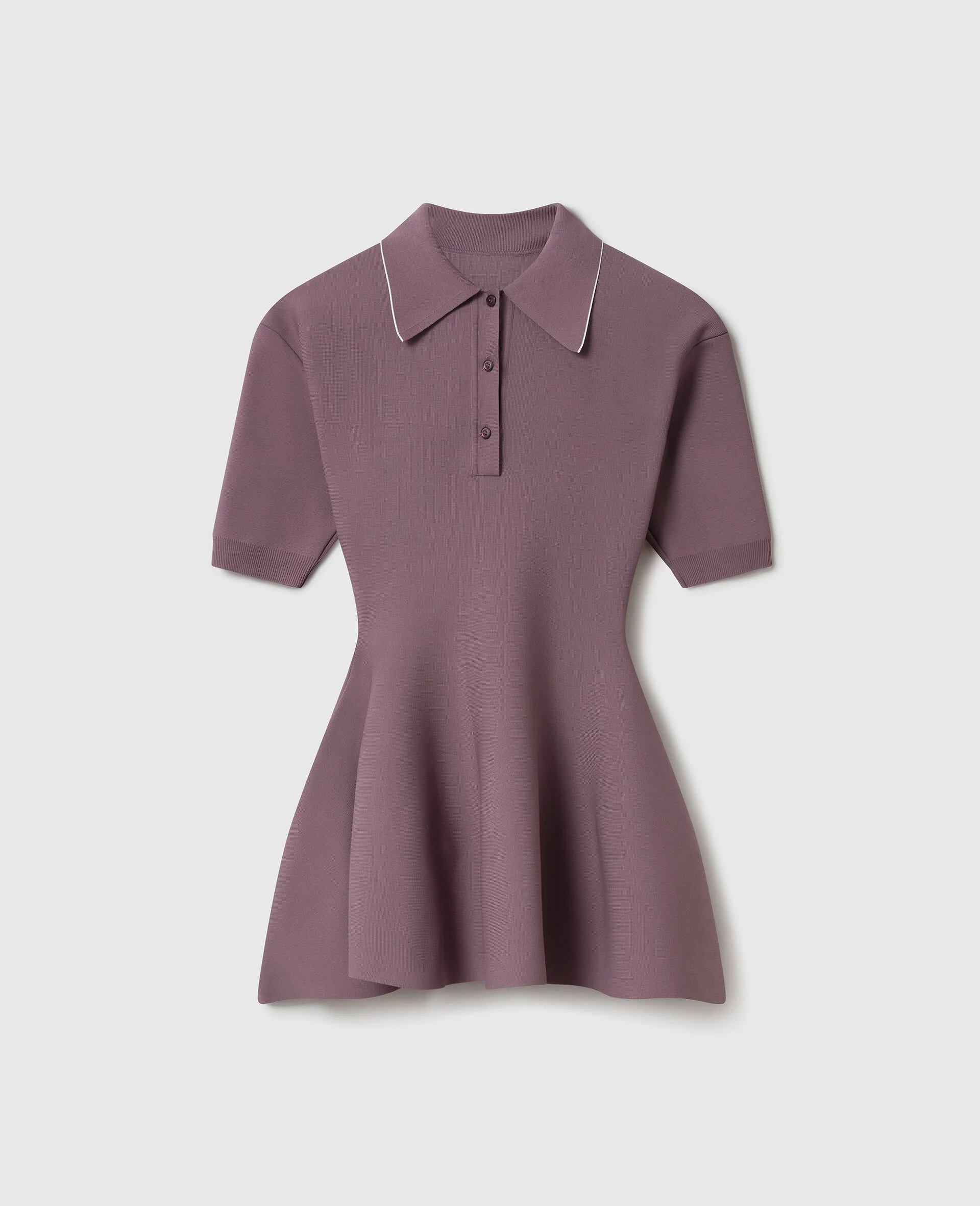 Compact Knit Peplum Polo Top - 1
