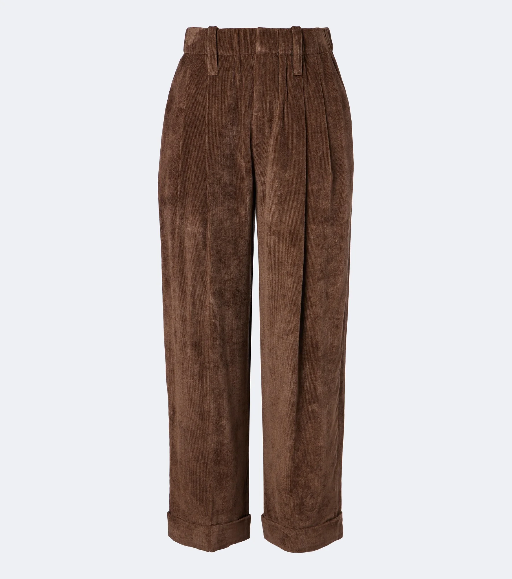 Pleated velvet straight pants - 1