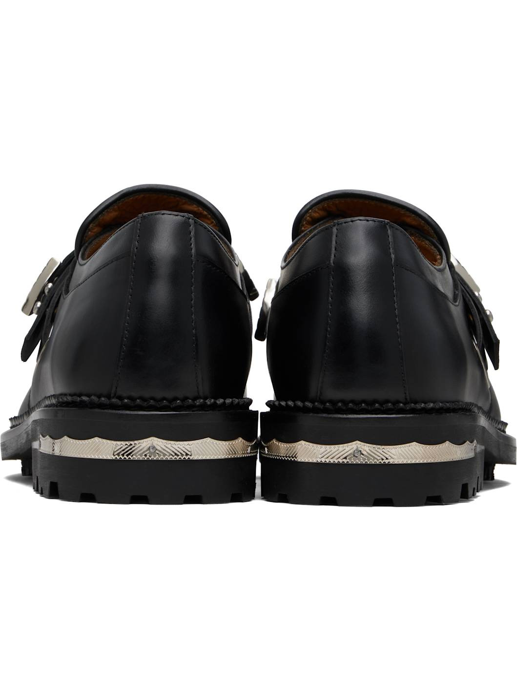 SSENSE Exclusive Black Hard Leather Monkstraps - 2