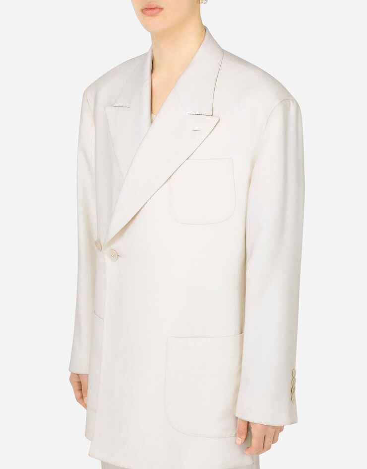 Oversize double-breasted jacket in double gabardine - 4