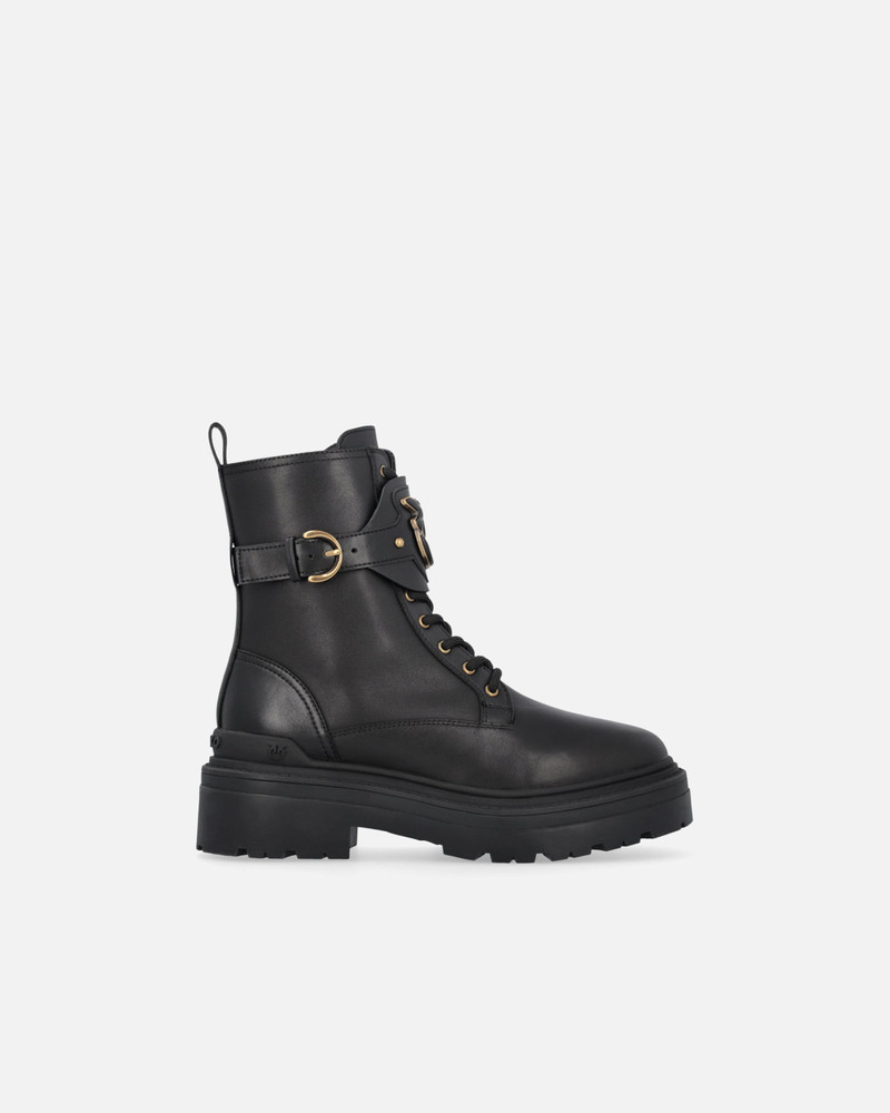 LEATHER COMBAT BOOTS WITH BRANDED FRONT STRAP 1
