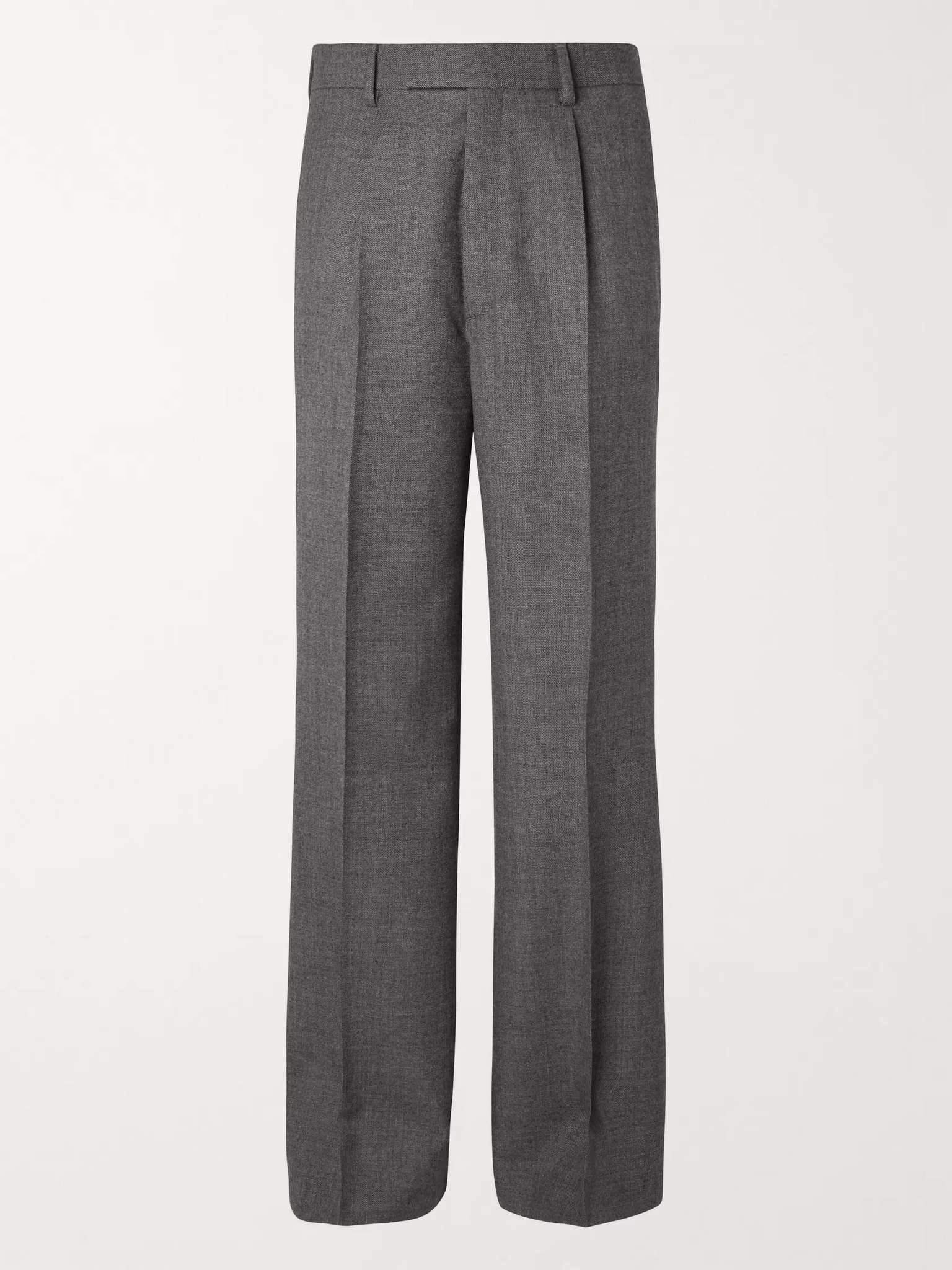 Dark-Grey Wide-Leg Wool-Sharkskin Suit Trousers - 1