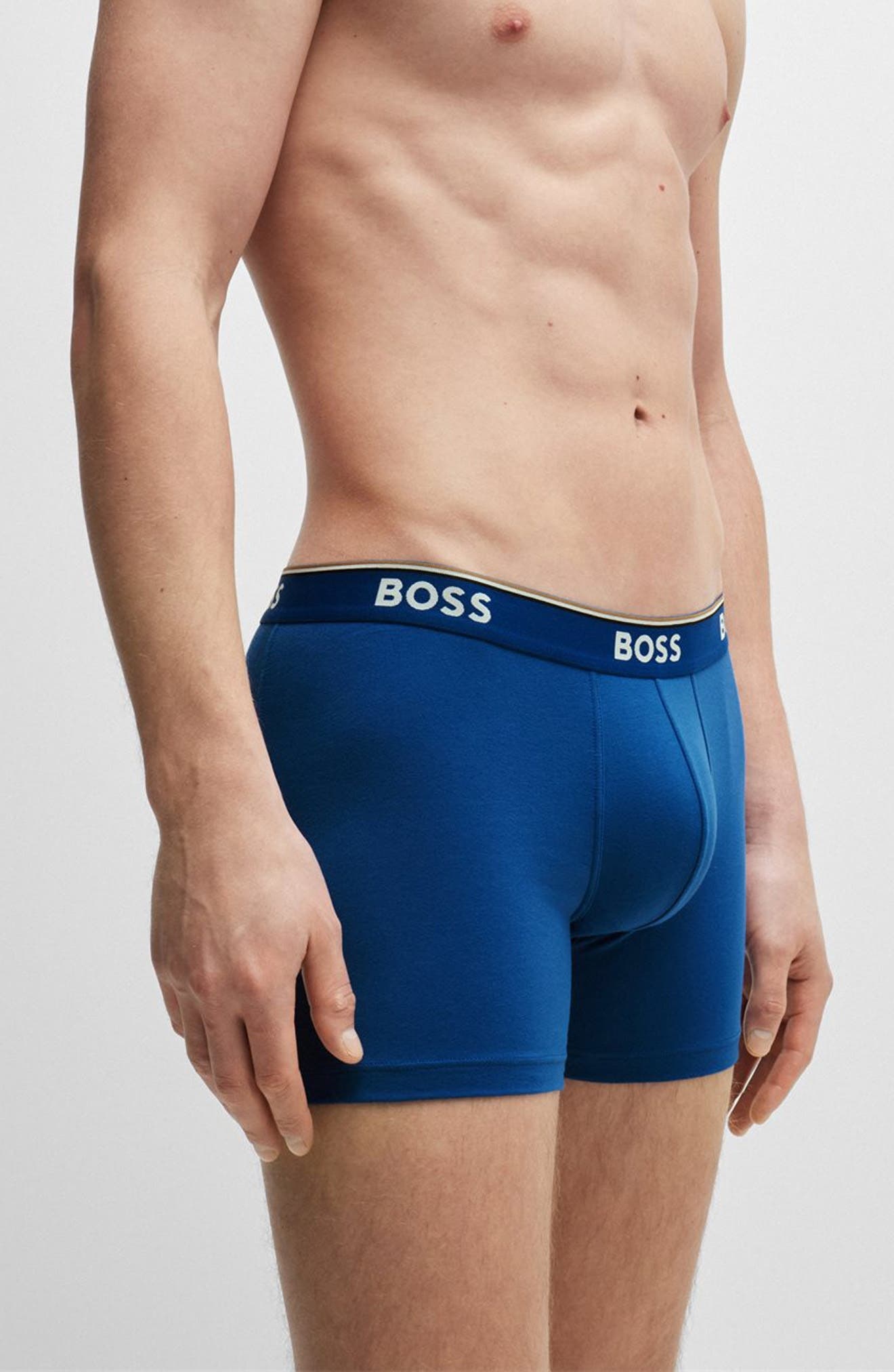 BOSS 3-Pack Power Stretch Cotton Boxer Briefs in Black/Red/Blue at Nordstrom - 4