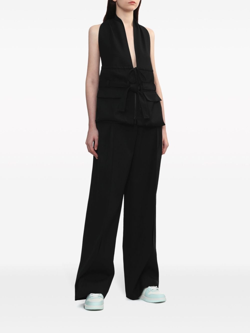 belted halterneck vest - 2