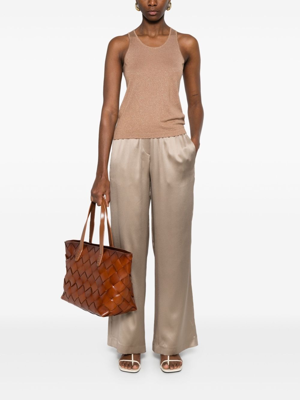 satin-finish wide-leg trousers - 2