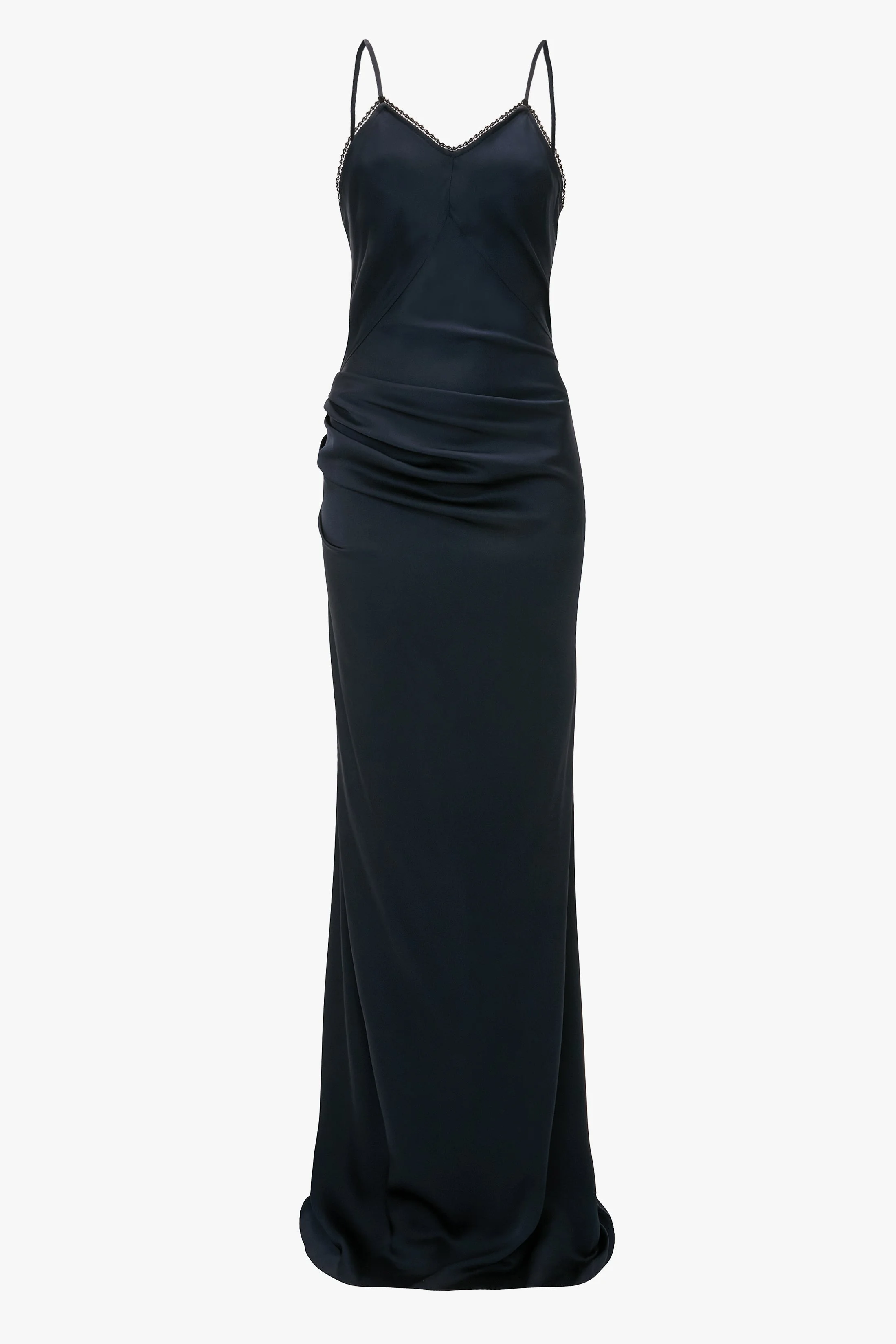 Lace Detail Cami Floor-Length Dress In Midnight - 1