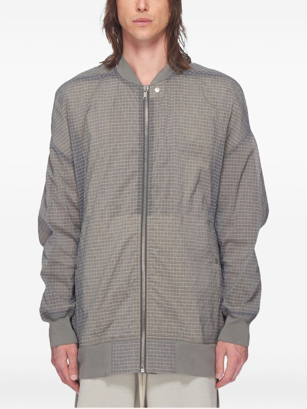 grid-pattern bomber jacket - 2