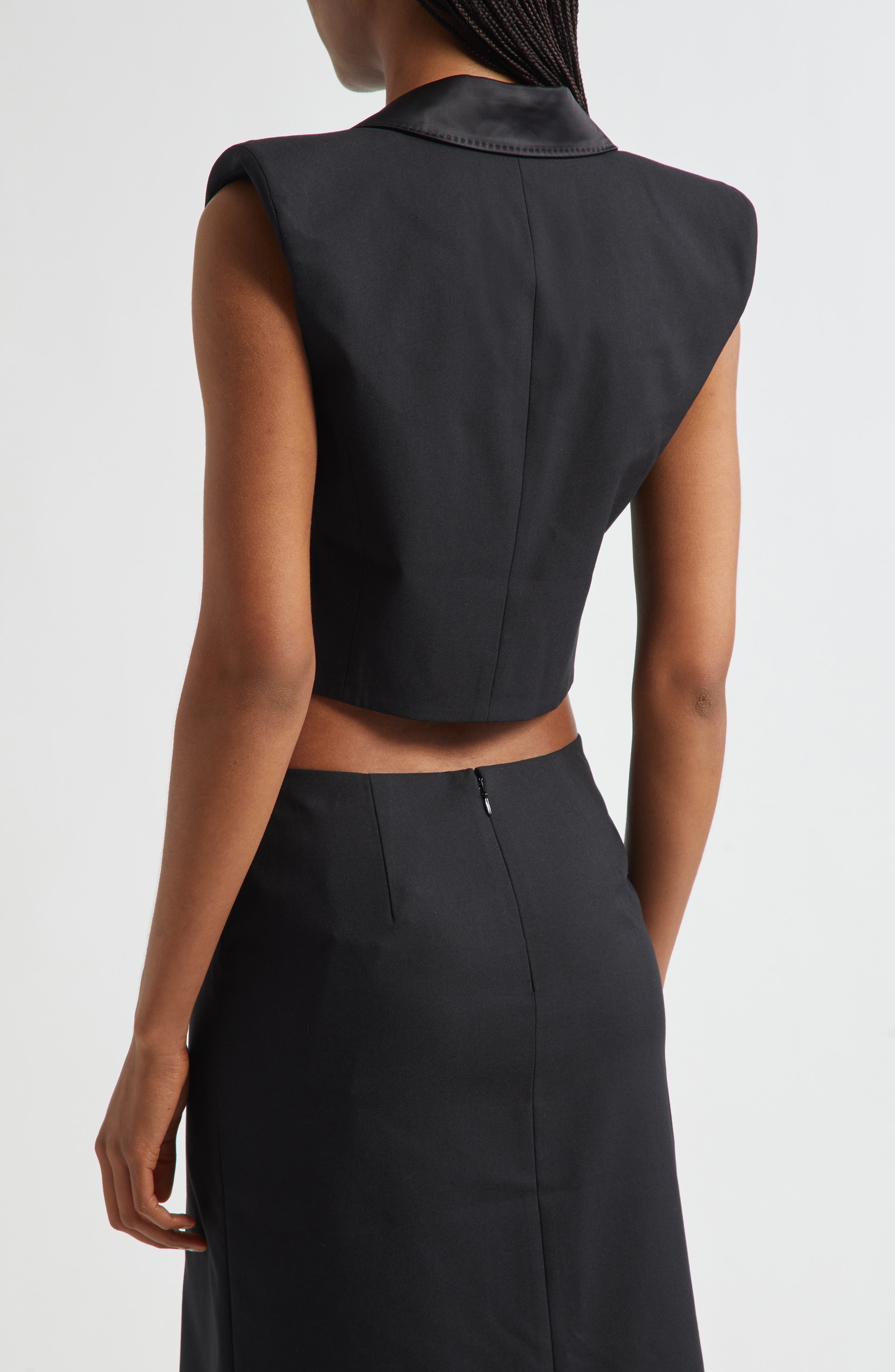 L'AGENCE Hollis Double Breasted Crop Vest in Black at Nordstrom - 2
