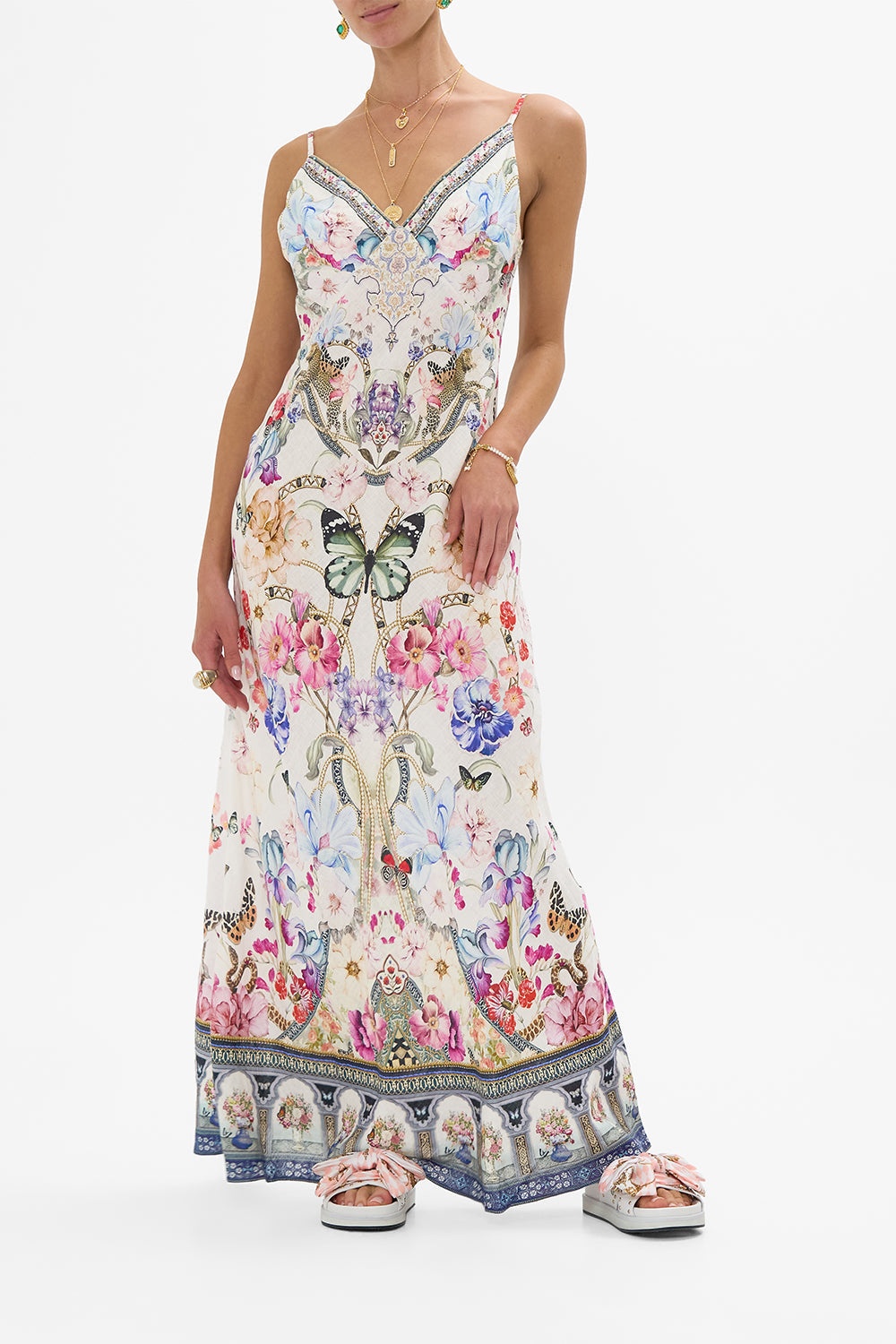 V NECK FULL LENGTH BIAS SLIP DRESS - 2