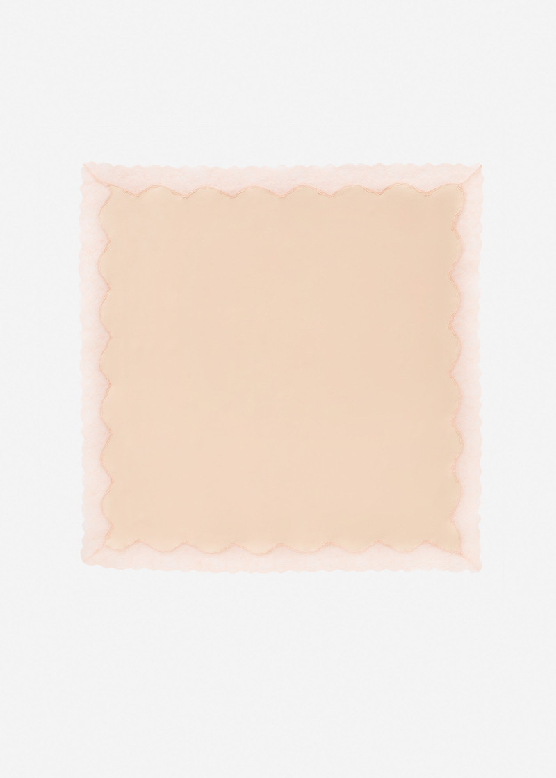 MAGDA BUTRYM Silk square scarf with lace trim in peach outlook