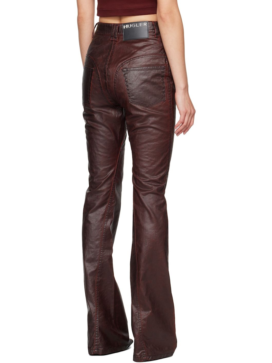 Burgundy Waxed Denim Jeans - 3