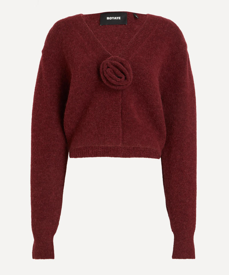 Bordeaux Knit Puff-Sleeve Cardigan 1