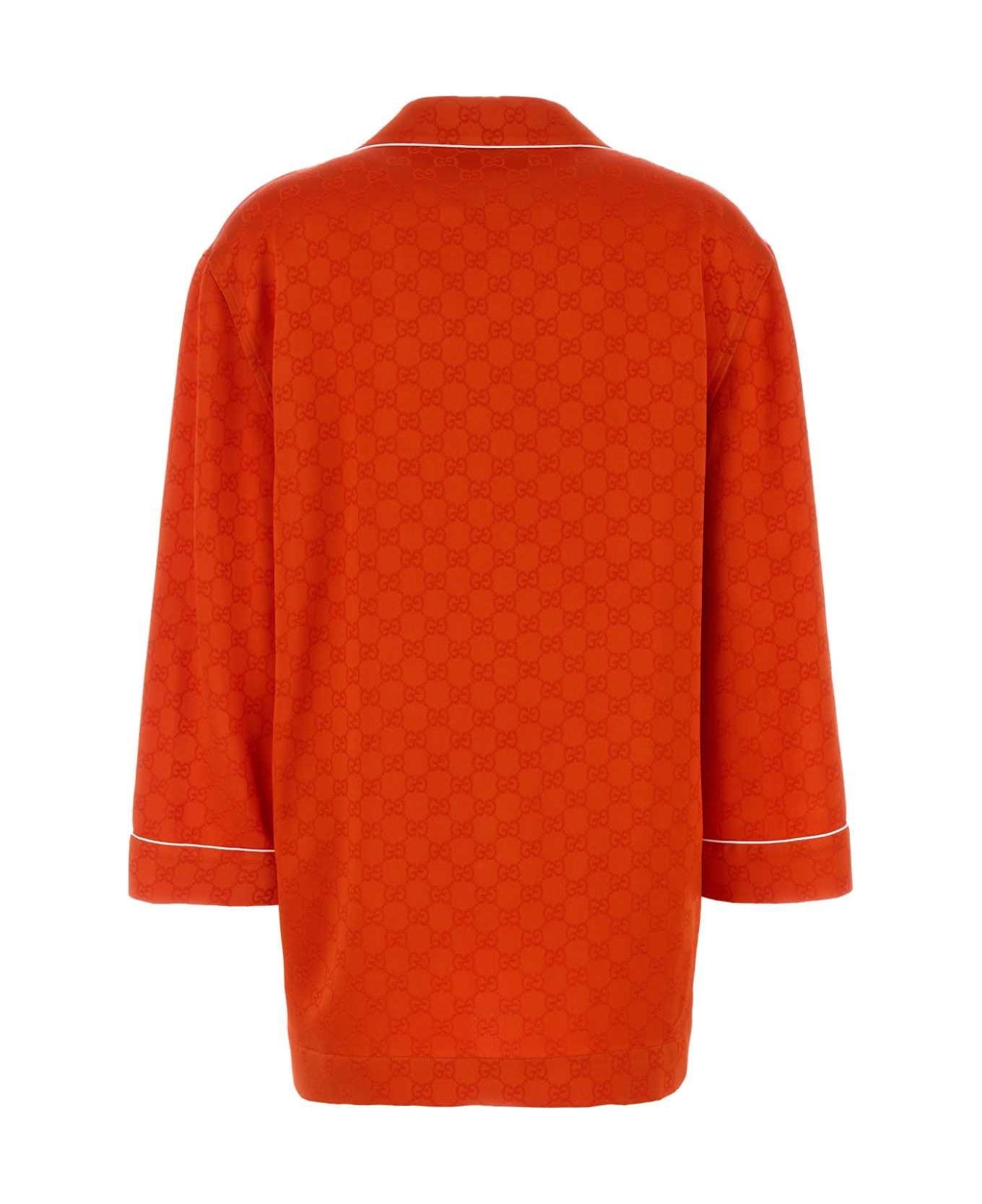 Orange Satin Shirt - 2