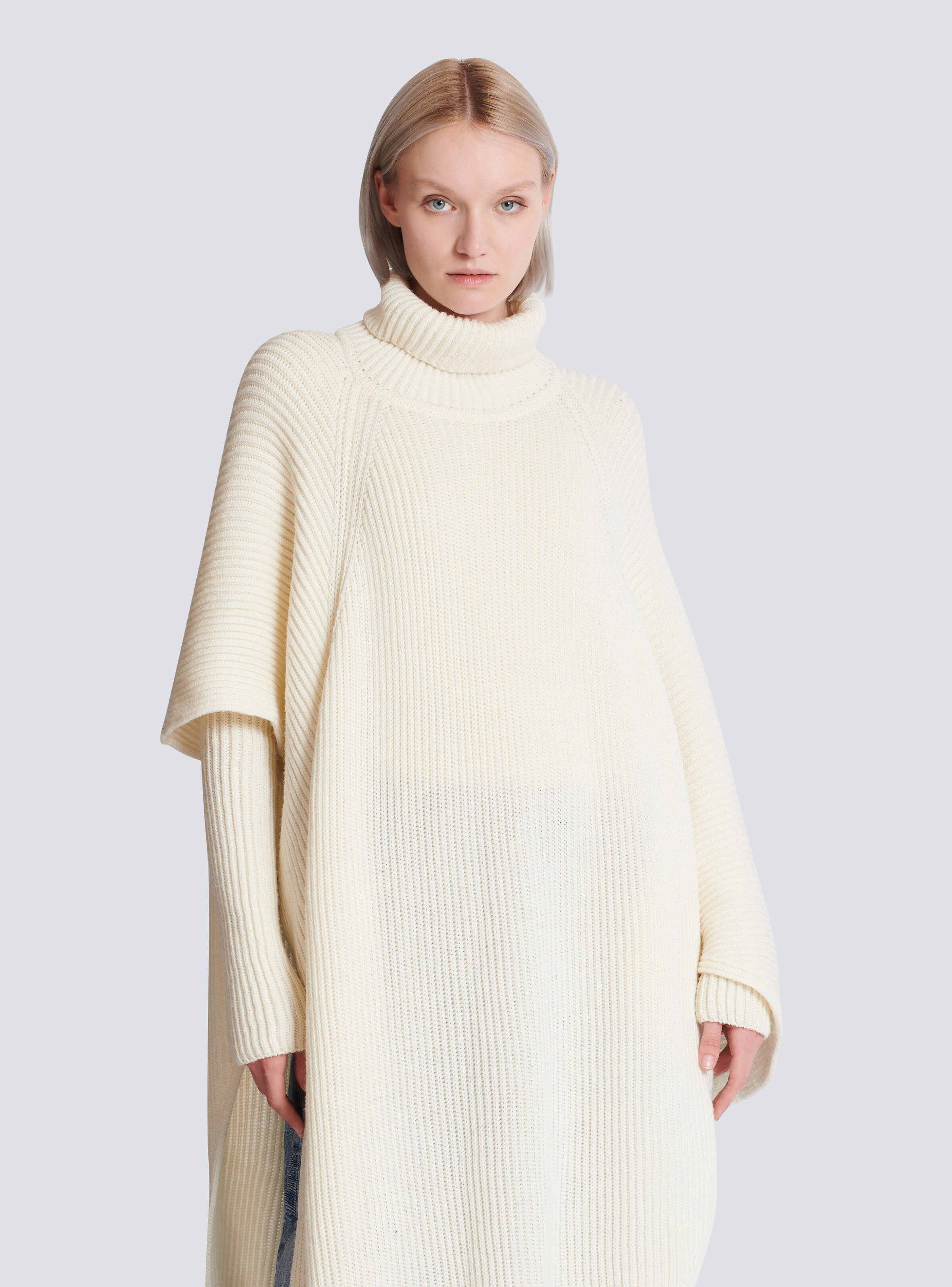 Asymmetric Knit Cape - 6