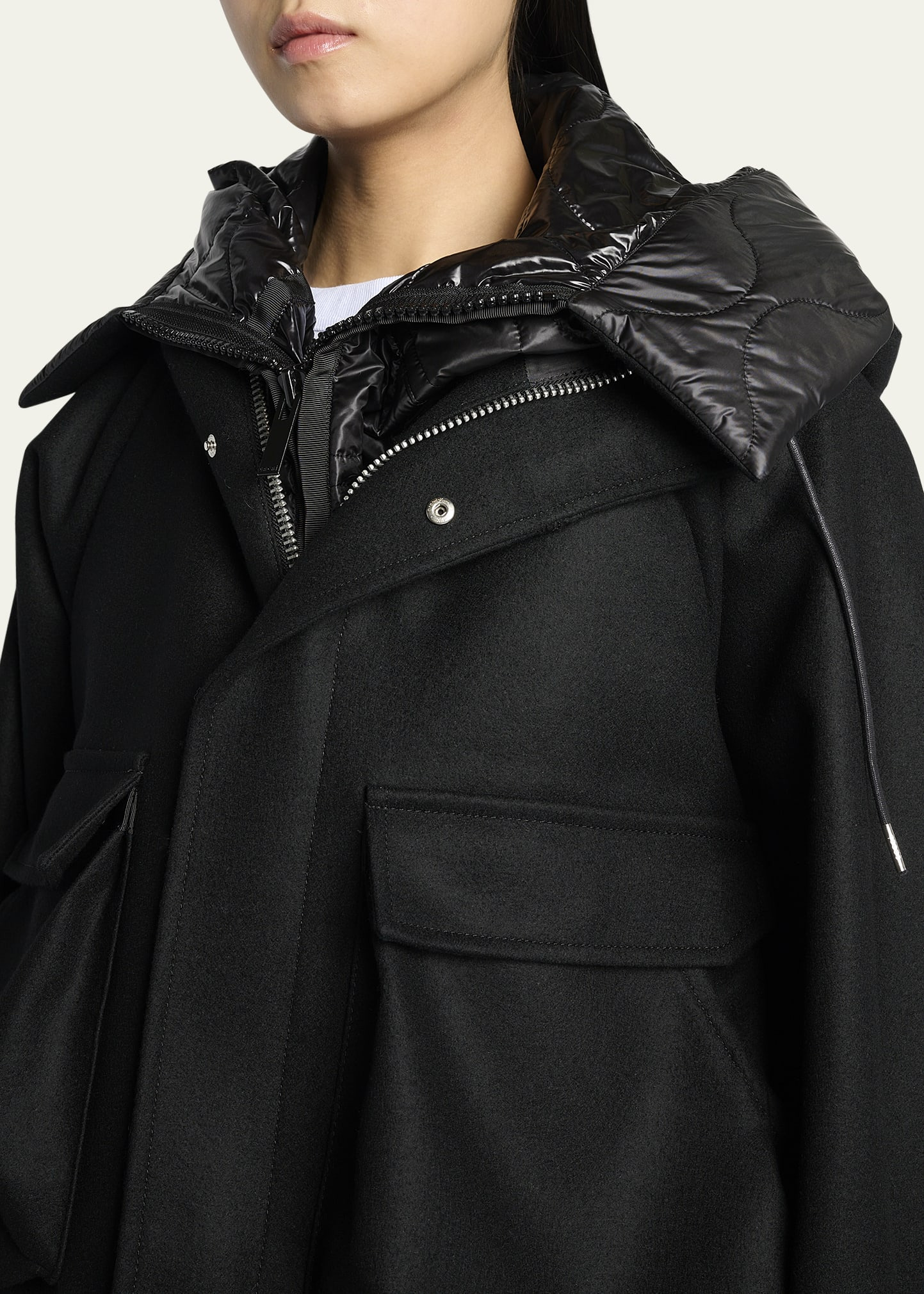 Layered Wool & Quilted Nylon Cargo Jacket - 5