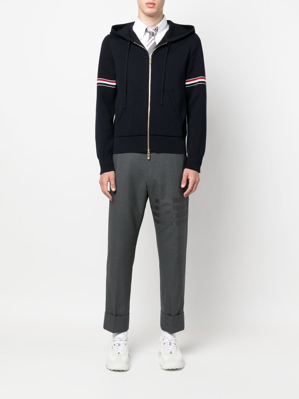 striped zip-up hoodie - 2