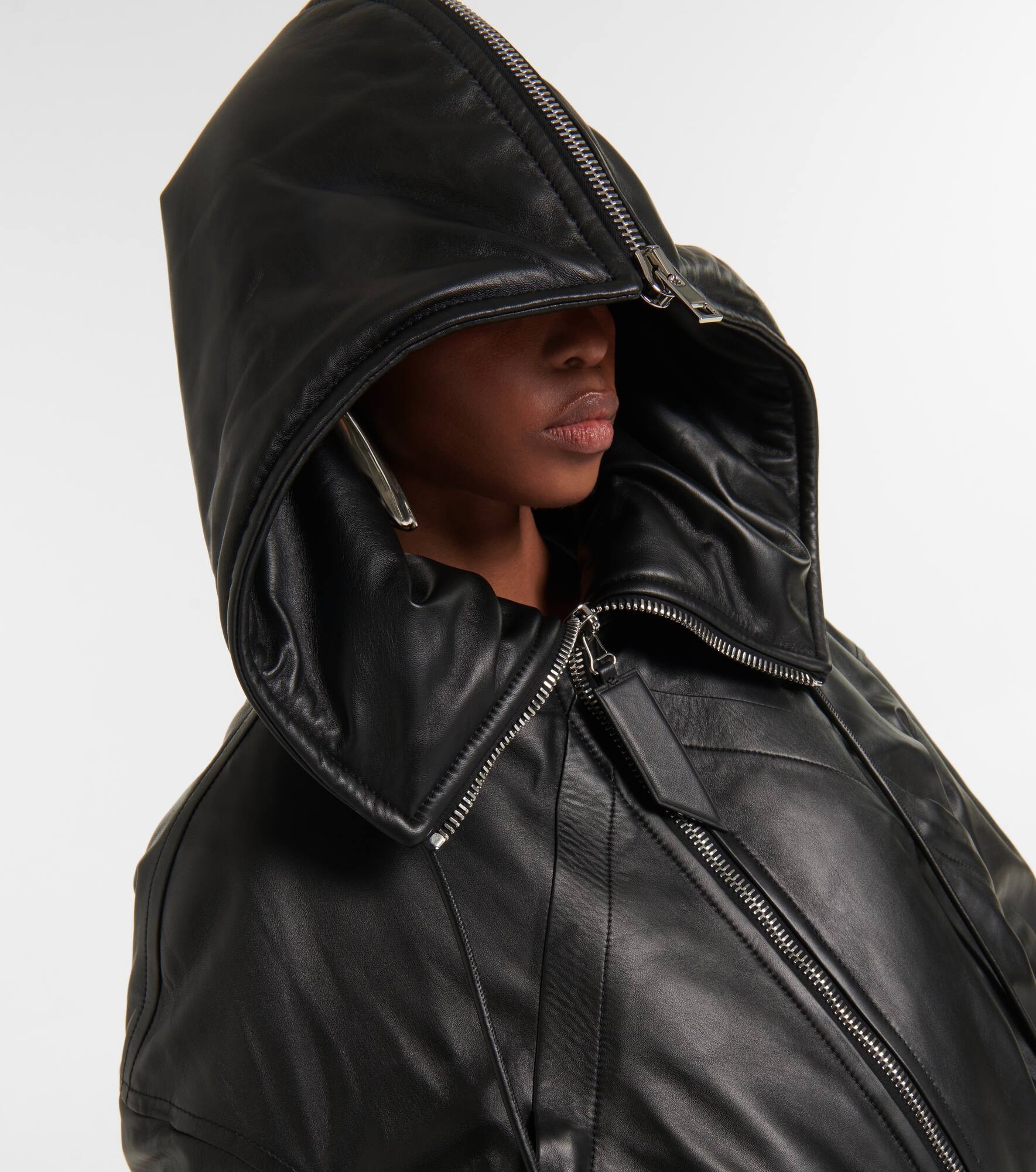 Oversized leather bomber jacket - 6