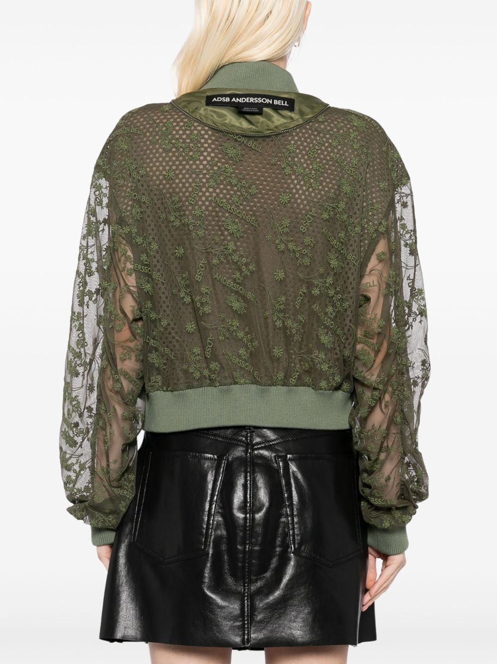 double layered logo lace short bomber jacket - 4