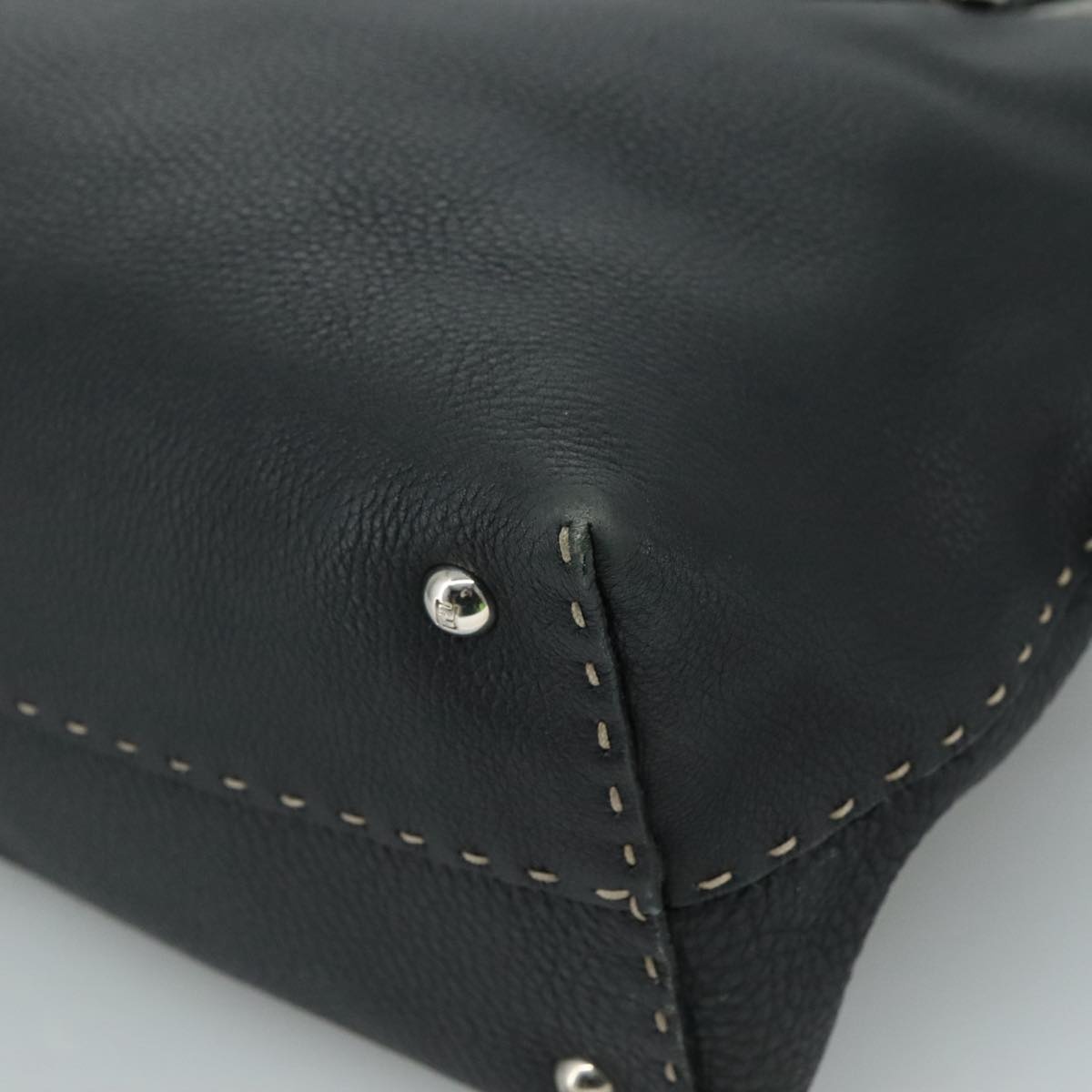 FENDI Celeria Hand Bag Leather Black Silver - 16