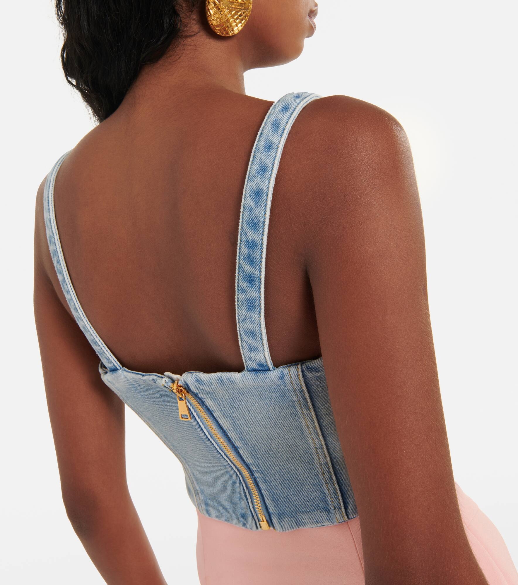 Cropped denim bustier - 5