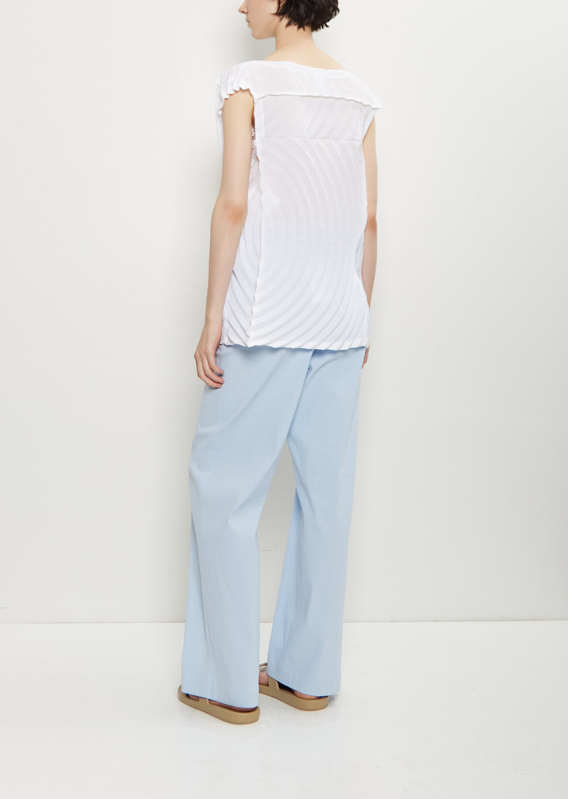 Washi Paper Wide Leg Pants — Light Blue - 3