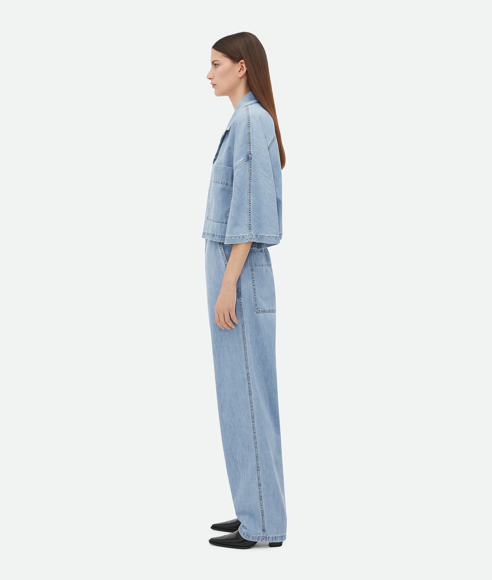 Light Bleached Denim Cropped Shirt - 2