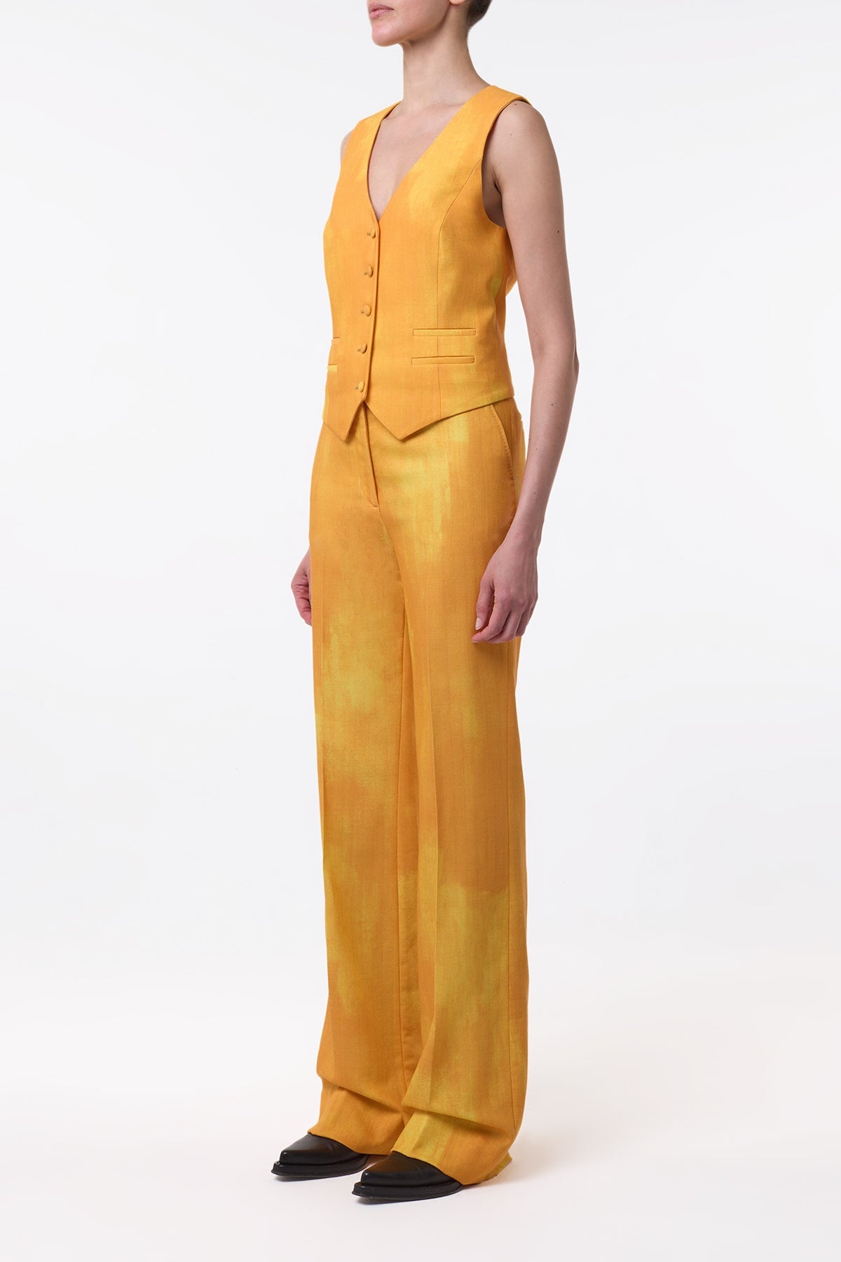 Vesta Flare Pant in Cadmium Yellow Virgin Wool - 5