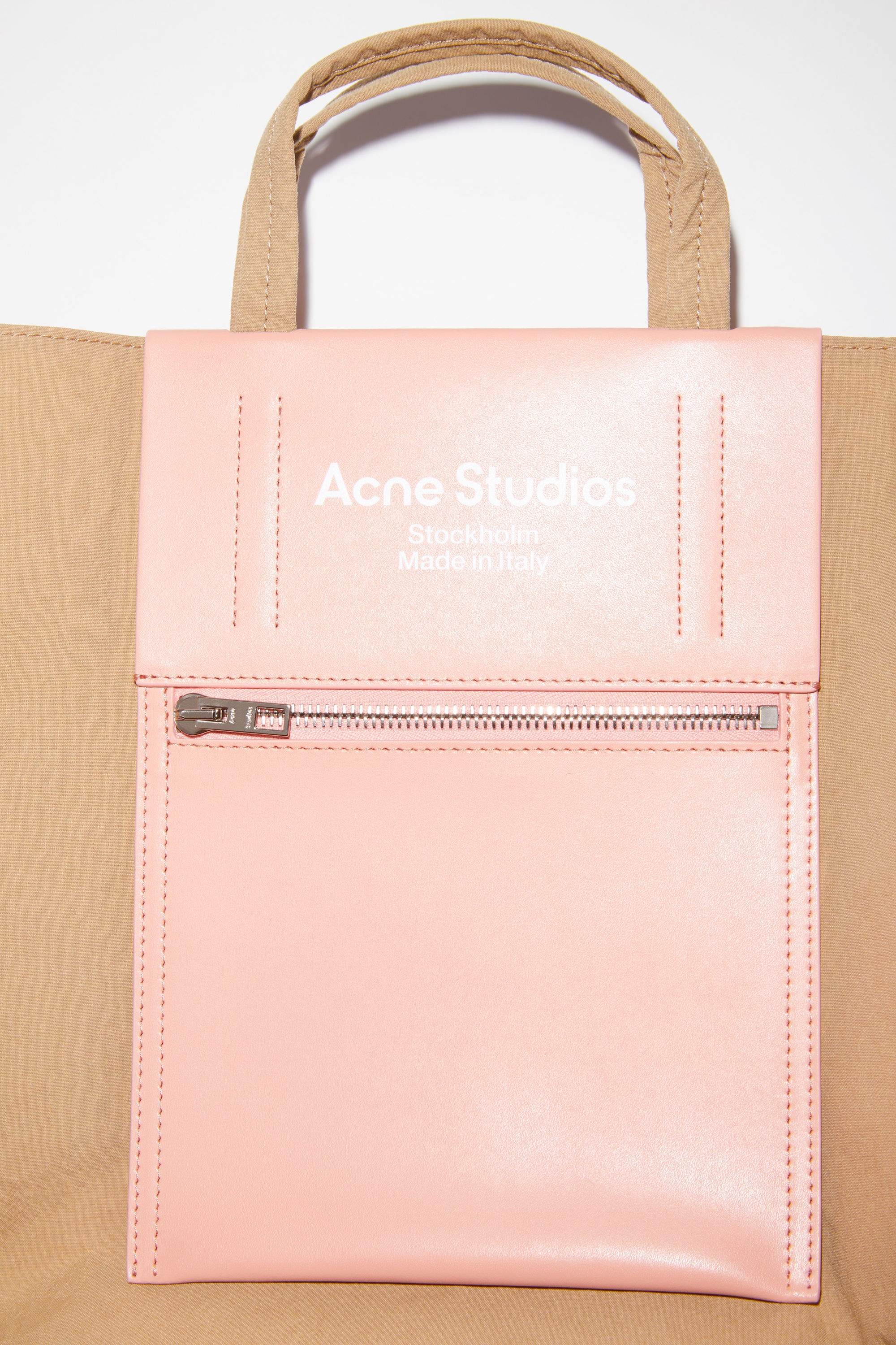 Papery nylon tote bag - Brown/pink - 6