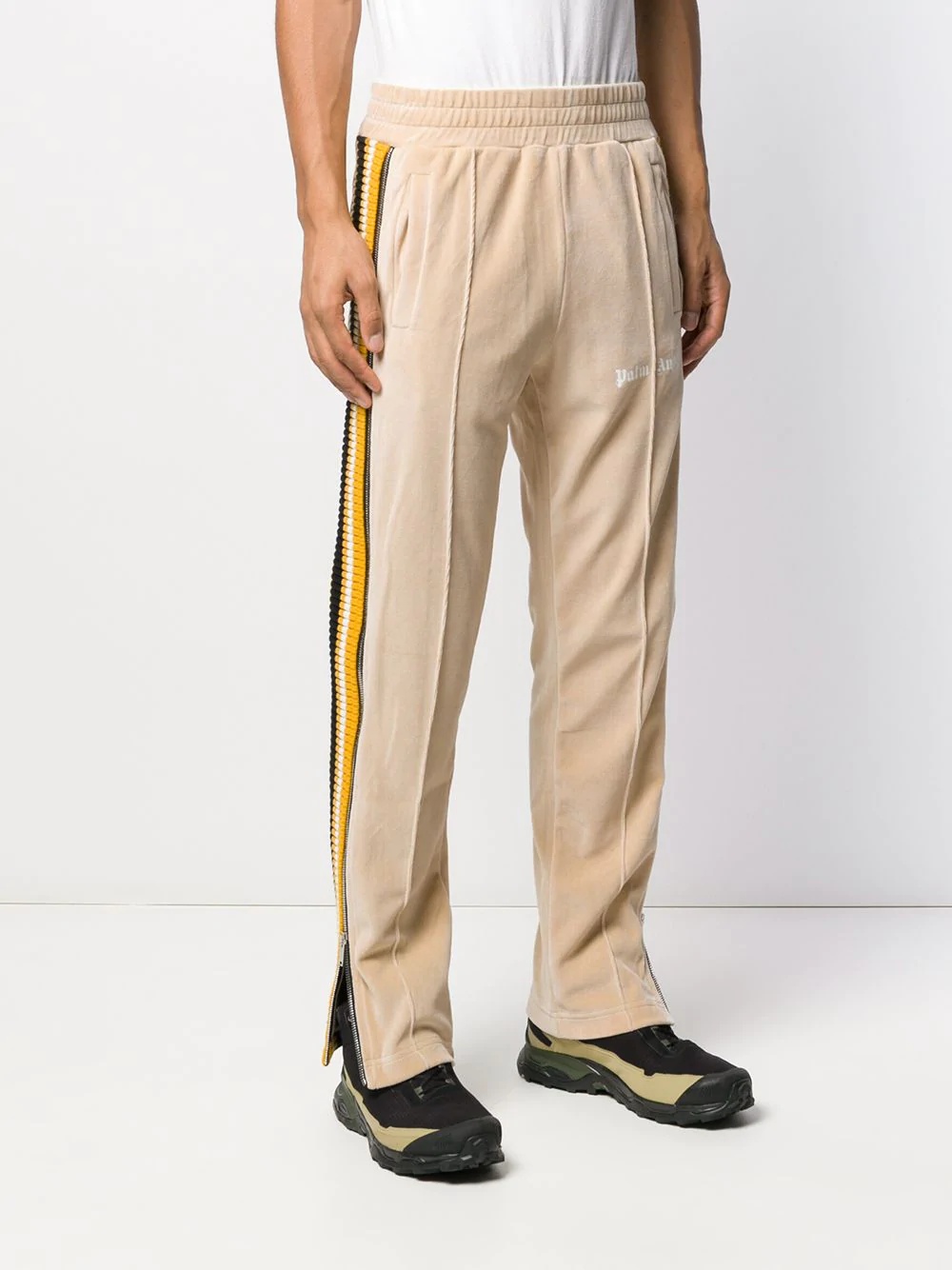 zip-detailed striped track pants - 4