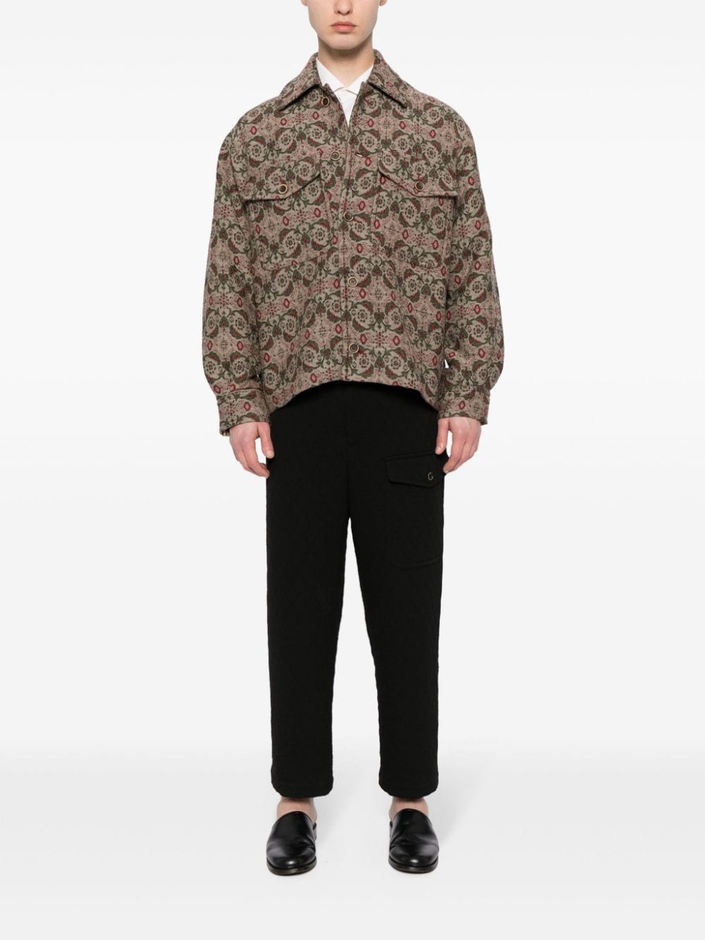 jacquard-pattern shirt jacket - 2
