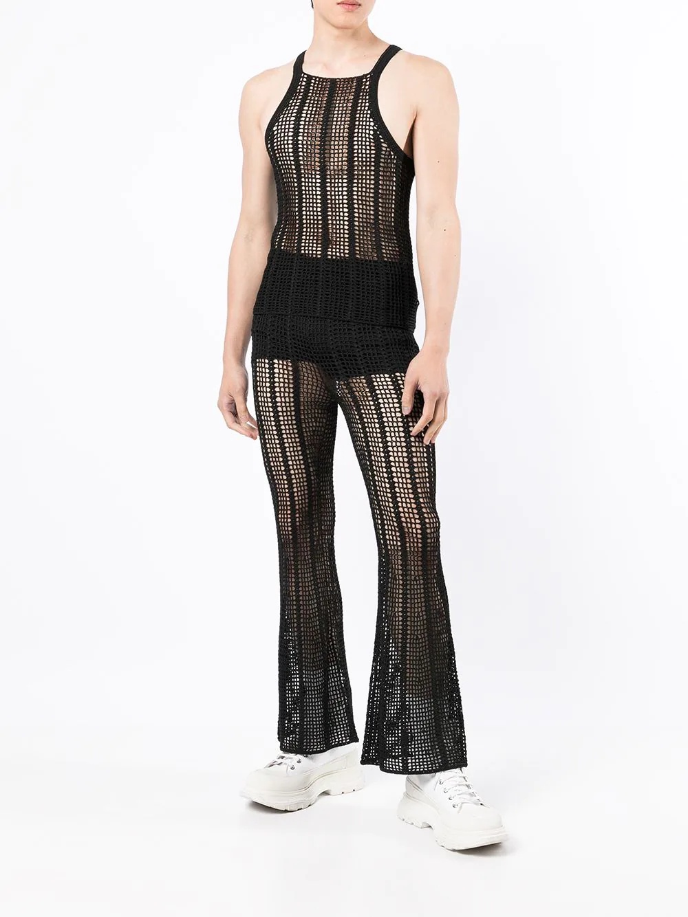 open-knit sleeveless top - 3
