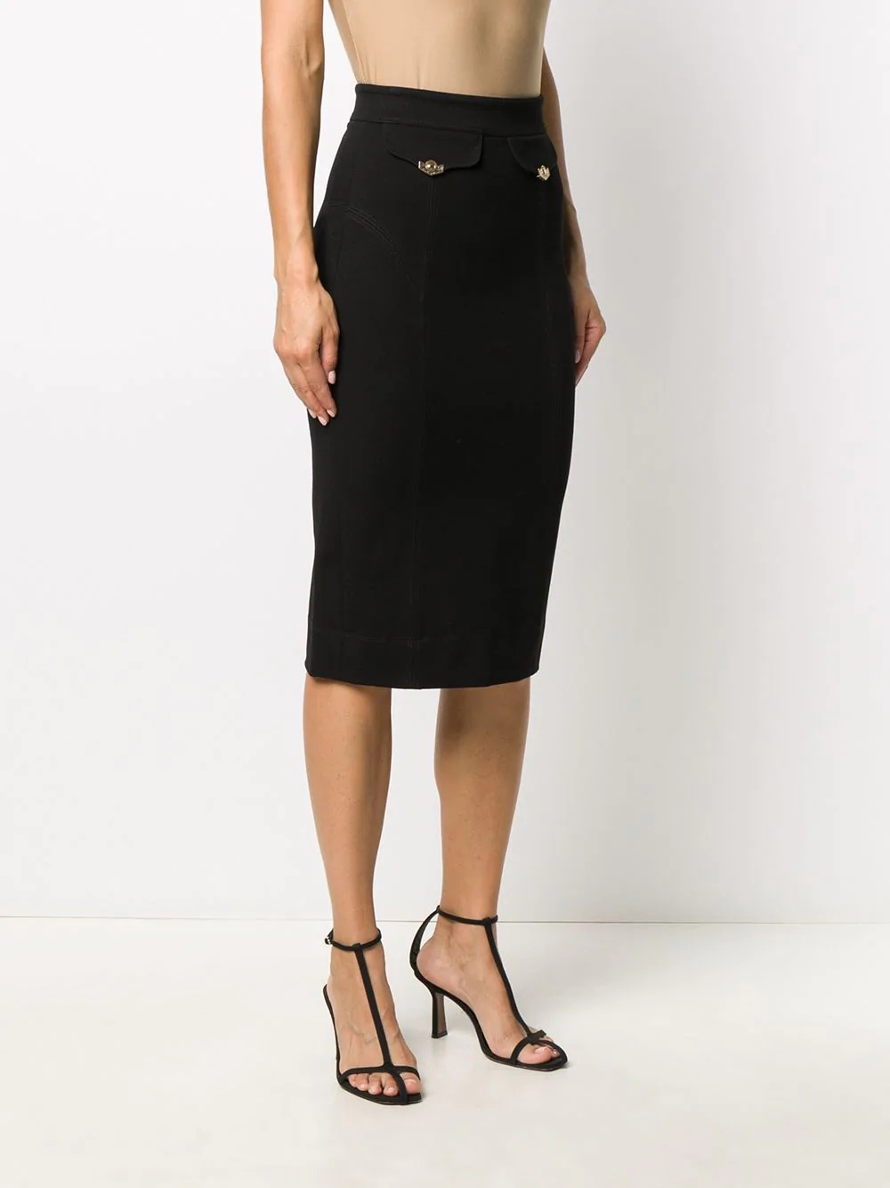 front flap pocket pencil skirt - 3