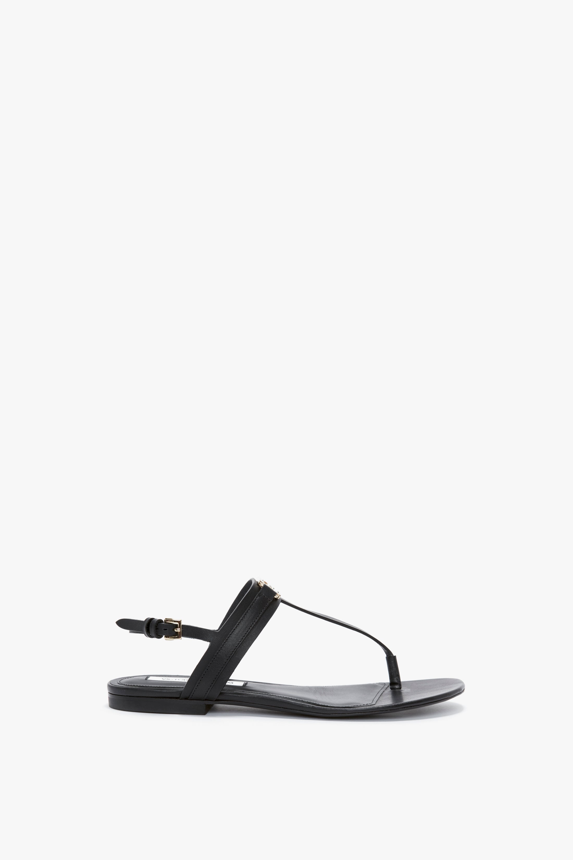 Flat Chain Sandal In Black Leather - 1