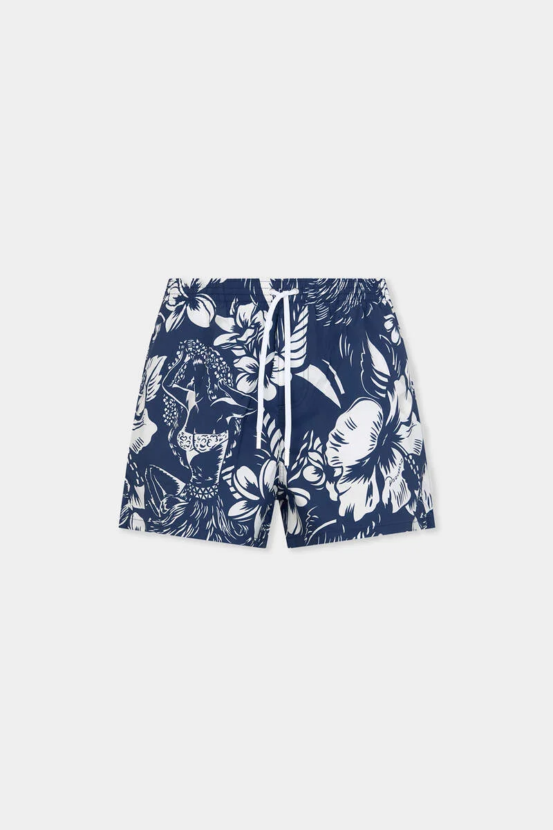 DANCING FLOWERS MIDI SWIM BOXER - 1