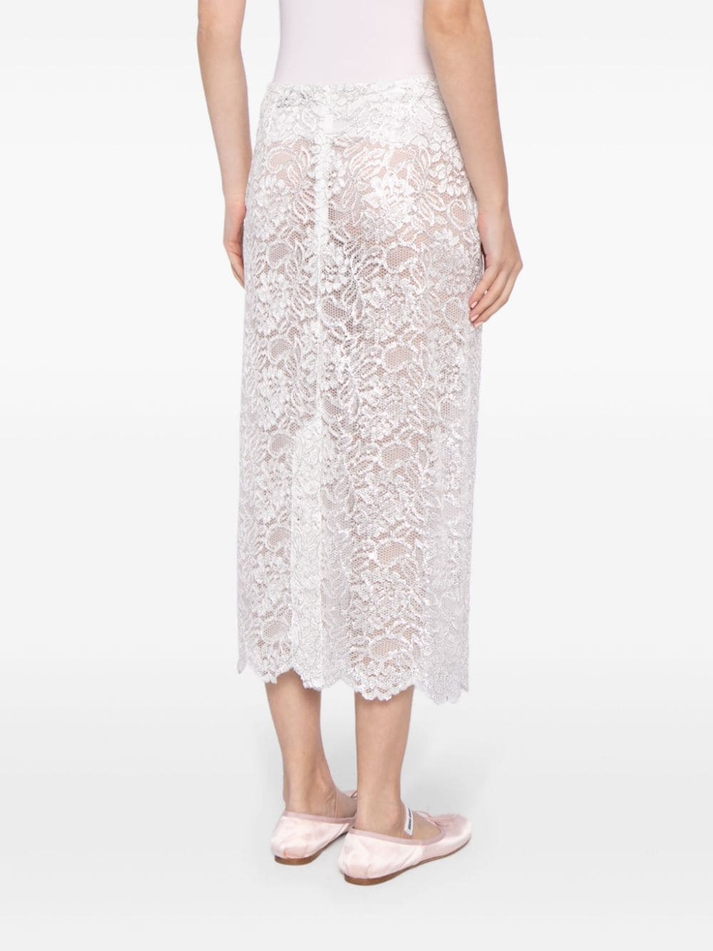 laminated lace midi skirt - 4