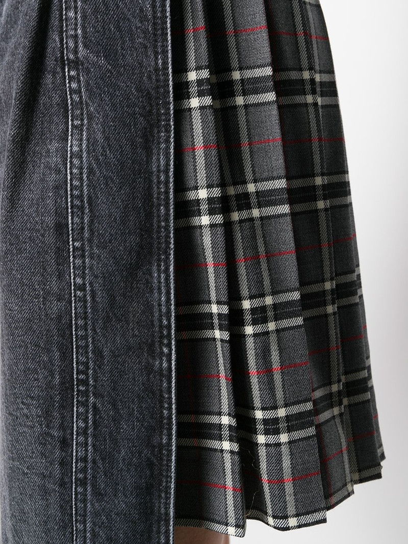 denim and plaid asymmetric skirt 5