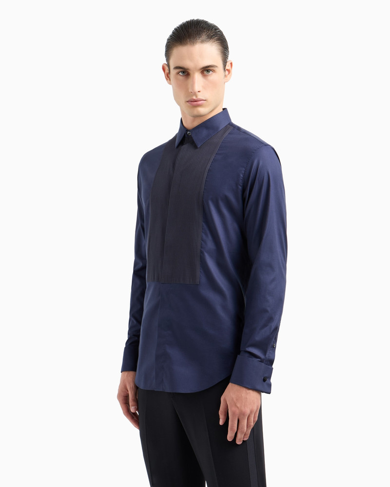 GIORGIO ARMANI Pleated cotton tuxedo shirt outlook
